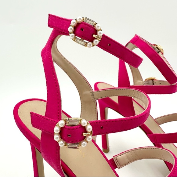 Stuart Weitzman Dazzle Gladiator 100 Sandal Suede Peonia Hot Pink - Picture 5 of 13